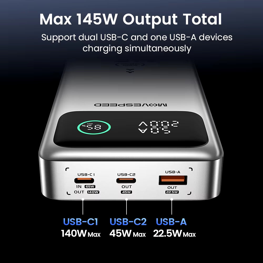 M25 Pro 140W Power Bank 25000Mah PD3.1 USB-C Fast Charging Powerbank Portable External Battery for Macbook Dell Laptop