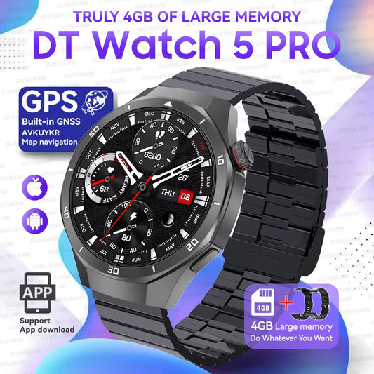 DT Watch 5 Pro 4GB Big Memory Smart Watch APP Store MP4 MP3 Playback GPS Navigation 3D Menu Bluetooth Call Men Sports Smartwatch