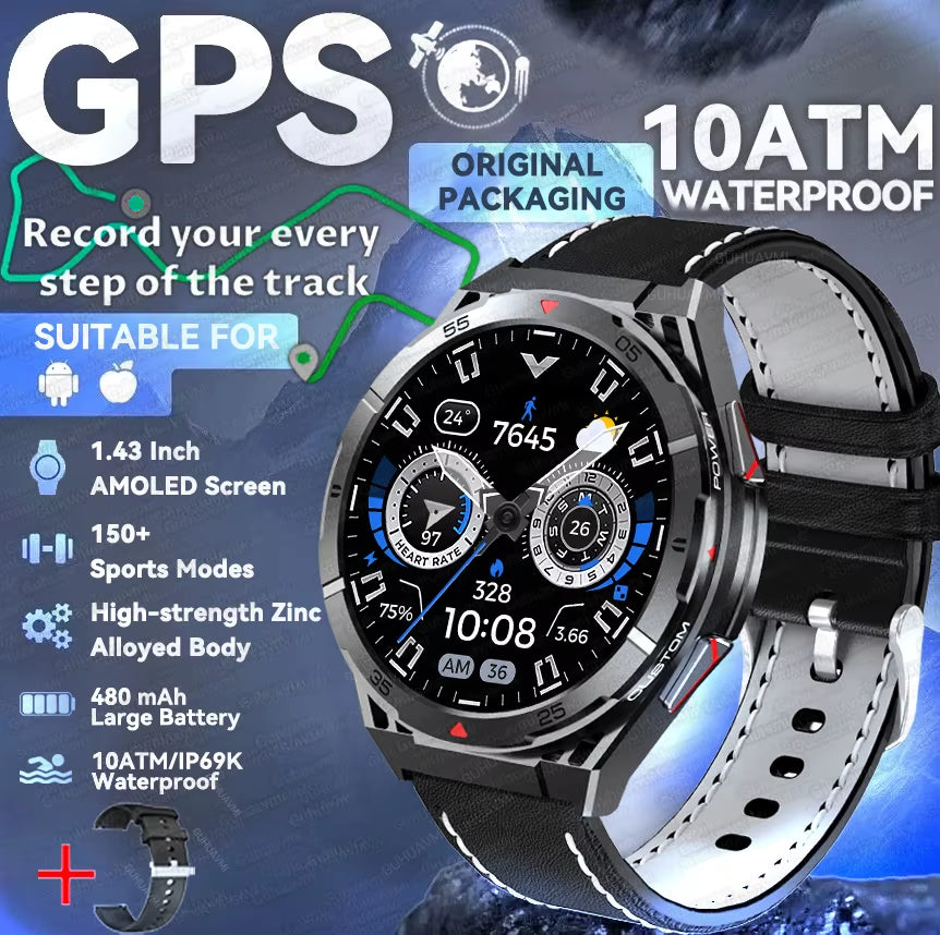 2025 New  Original Premium GPS Smartwatch Ultra HD AMOLED Display Built-In GPS BT Call 10ATM Waterproof Smart Bracelet