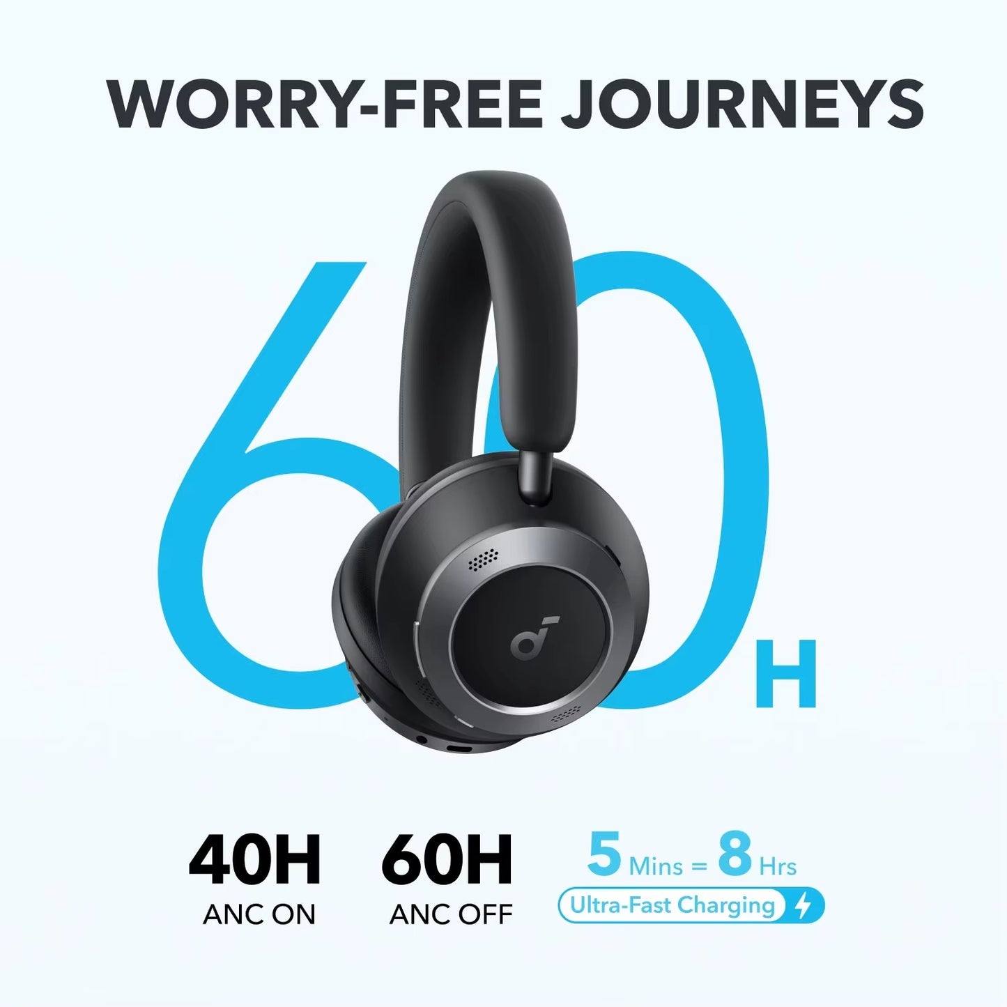 Original Anker  Space One Pro Headphone Hi-Res LDAC Wireless Bluetooth Gaming Headset Super Fast Charge ANC Foldable