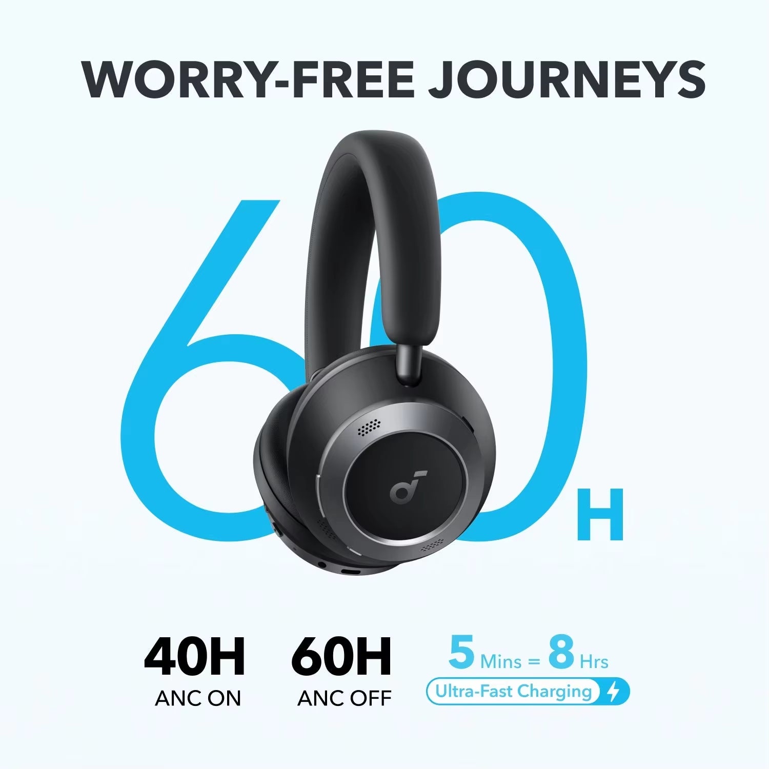 Original Anker  Space One Pro Headphone Hi-Res LDAC Wireless Bluetooth Gaming Headset Super Fast Charge ANC Foldable