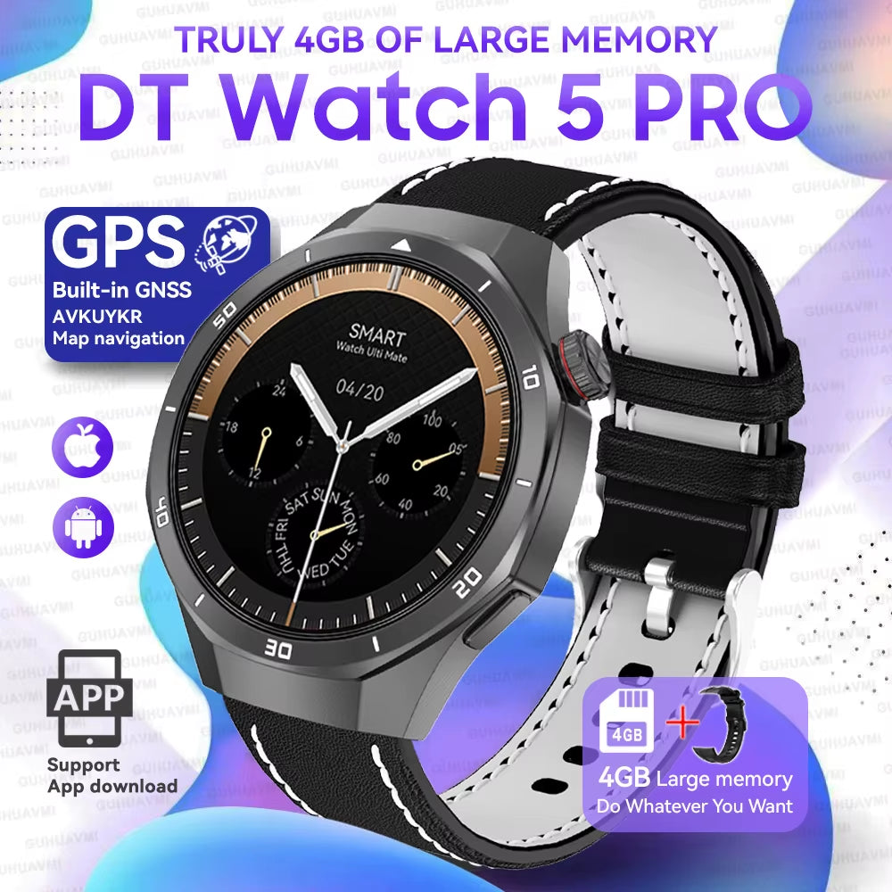 DT Watch 5 Pro 4GB Big Memory Smart Watch APP Store MP4 MP3 Playback GPS Navigation 3D Menu Bluetooth Call Men Sports Smartwatch