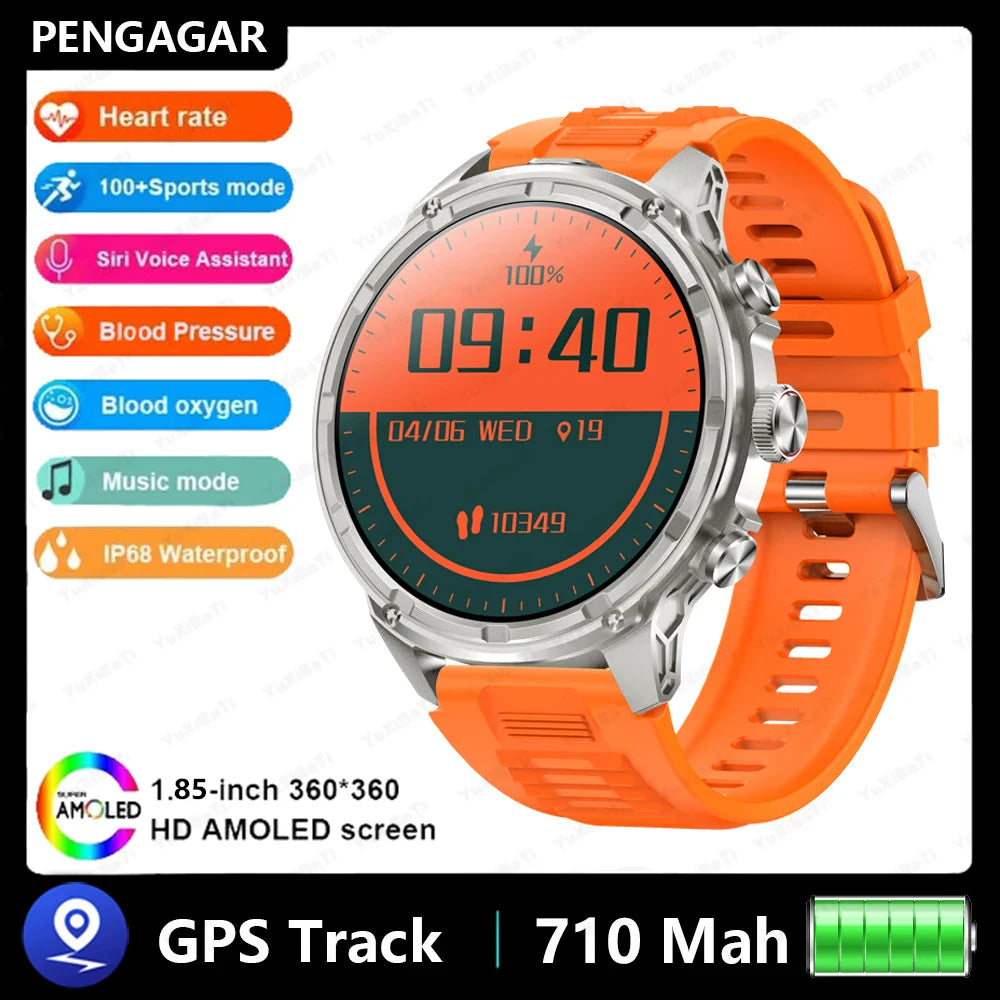 Athryos® – Outdoor Sport Smartwatch for Men | Bluetooth Call, Heart Rate, Spo₂, Waterproof, Flashlight, Android & Ios