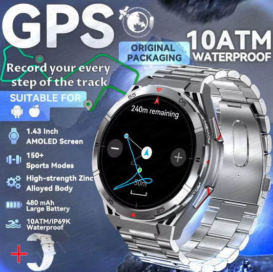 2025 New  Original Premium GPS Smartwatch Ultra HD AMOLED Display Built-In GPS BT Call 10ATM Waterproof Smart Bracelet
