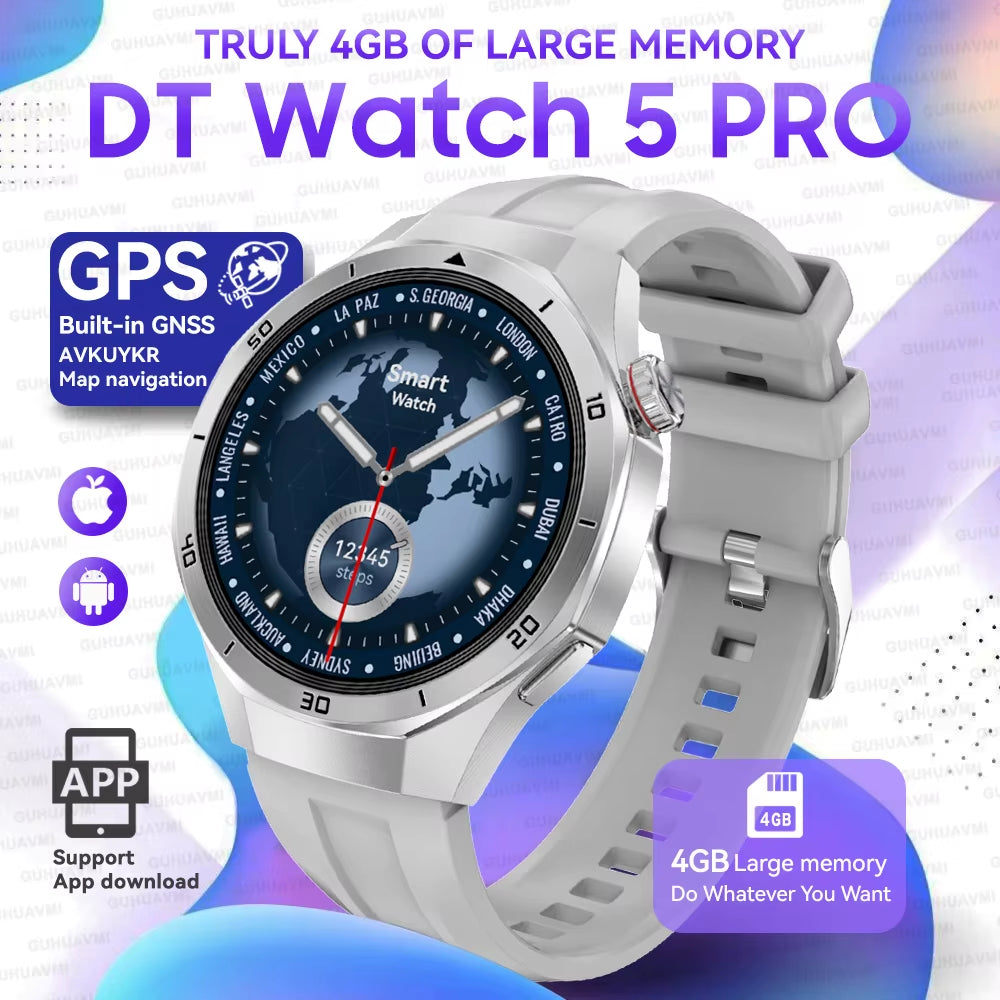 DT Watch 5 Pro 4GB Big Memory Smart Watch APP Store MP4 MP3 Playback GPS Navigation 3D Menu Bluetooth Call Men Sports Smartwatch
