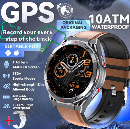 2025 New  Original Premium GPS Smartwatch Ultra HD AMOLED Display Built-In GPS BT Call 10ATM Waterproof Smart Bracelet
