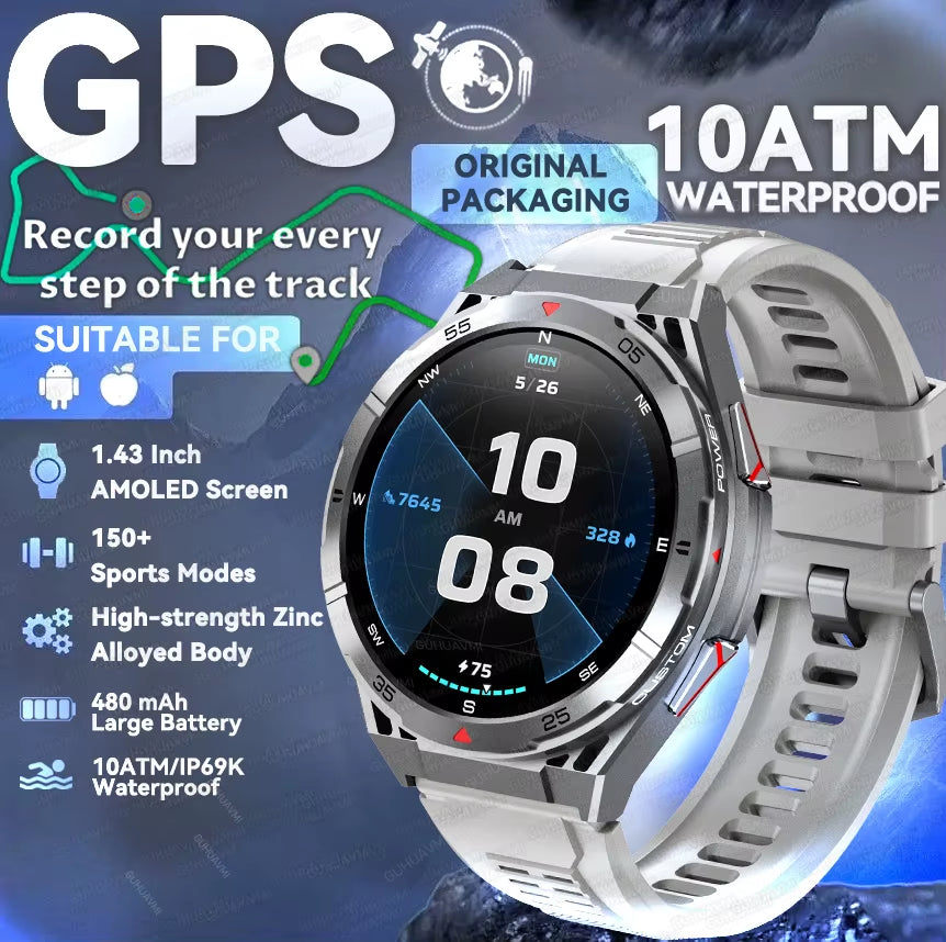 2025 New  Original Premium GPS Smartwatch Ultra HD AMOLED Display Built-In GPS BT Call 10ATM Waterproof Smart Bracelet